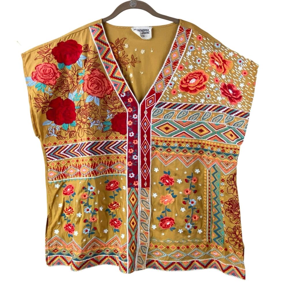Savanna Jane Boho Floral Embroidered Blouse Size 1X/2X